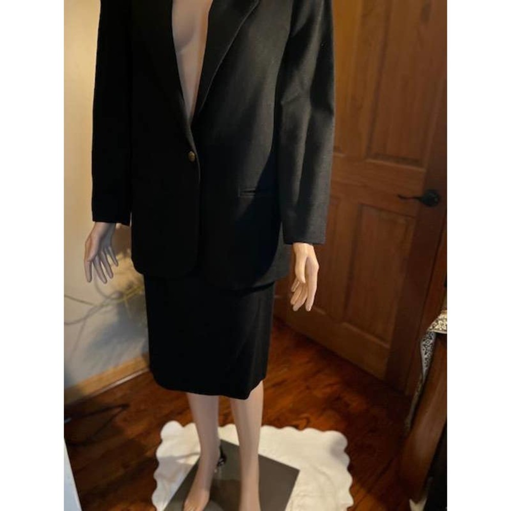 BLOCK ISLAND 100% WOOL LINED  BLACK WOMENS SKIRT SUIT SET - SZ 10